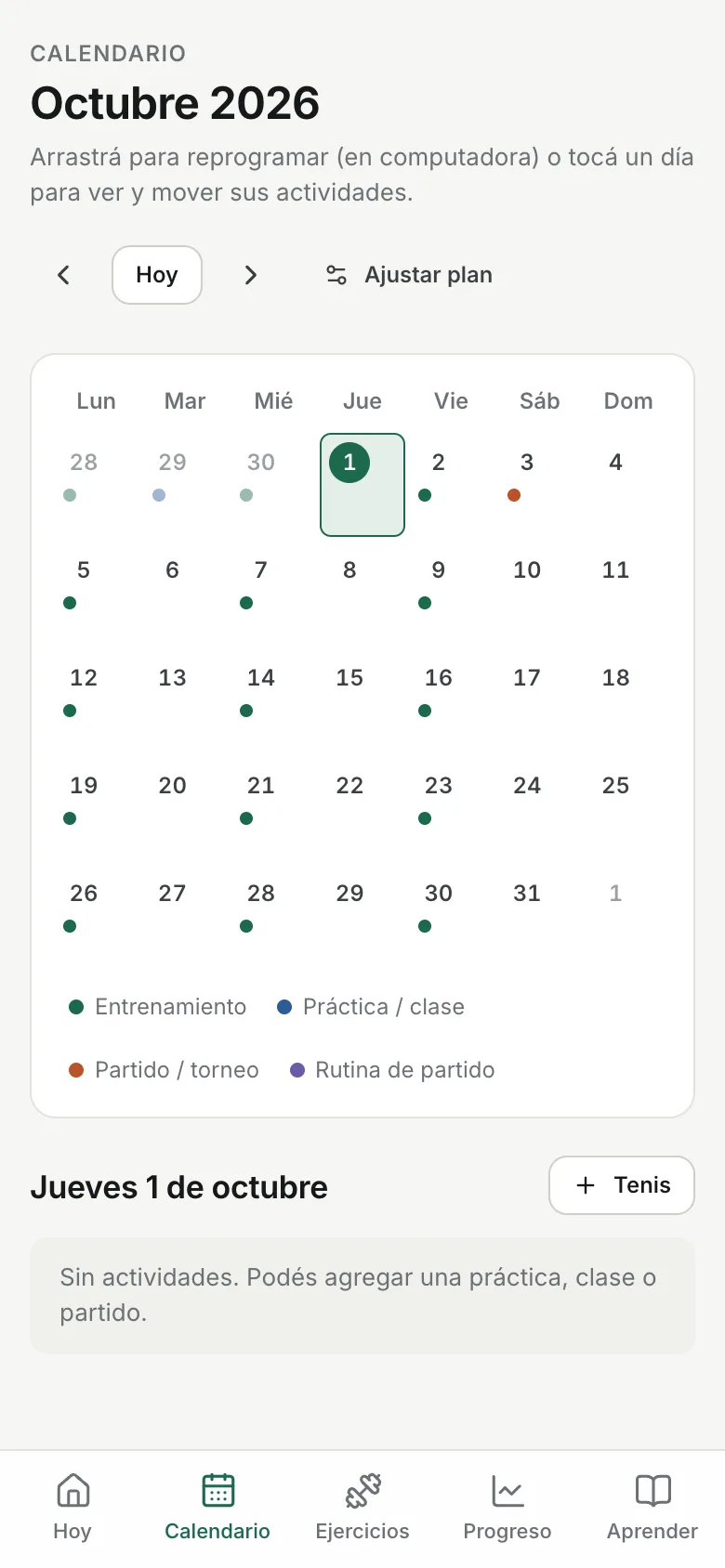 Calendario flexible, sin culpa